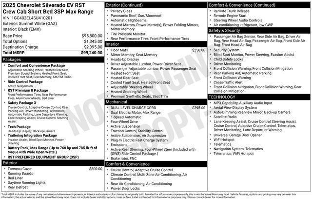 2025 Chevrolet Silverado EV RST - Max Range