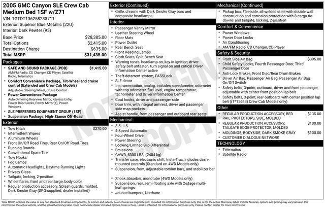 2005 GMC Canyon 1SF SLE Z71