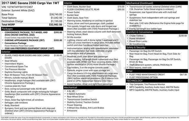 2017 GMC Savana Cargo 2500 Base