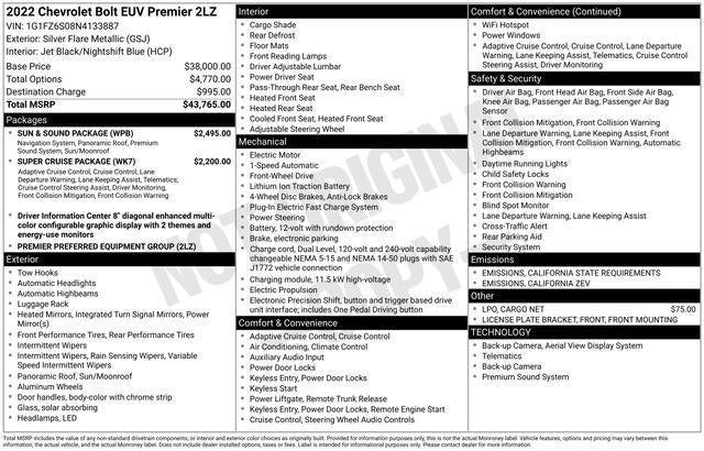 2022 Chevrolet Bolt EUV Premier