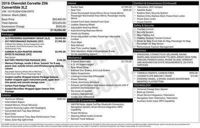 2016 Chevrolet Corvette Z06 Z06 3LZ