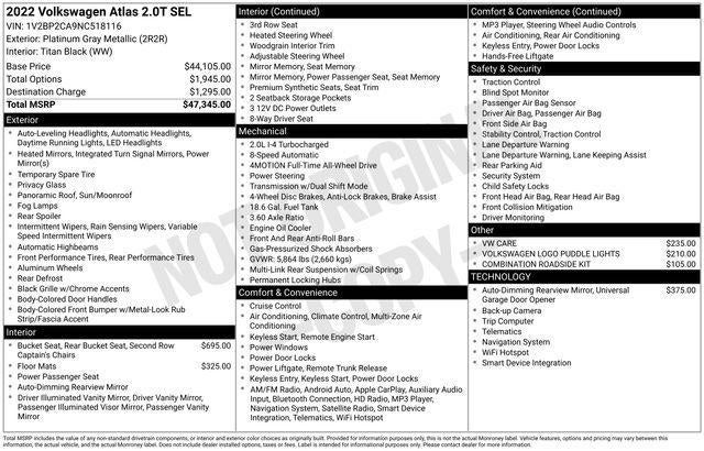 2022 Volkswagen Atlas 2.0T SEL