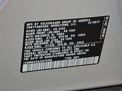 2018 Volkswagen Atlas 3.6L V6 SEL Premium