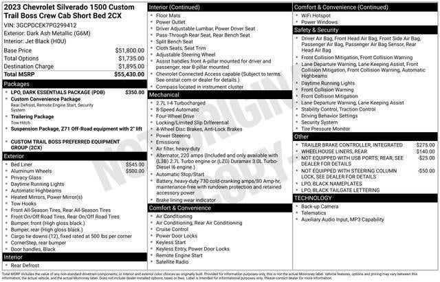 2023 Chevrolet Silverado 1500 Custom Trail Boss