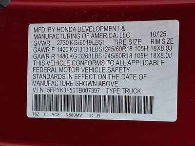 2026 Honda Ridgeline RTL