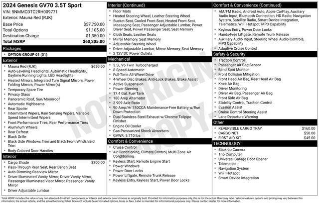 2024 Genesis GV70 3.5T AWD Sport