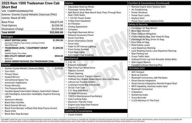 2025 RAM 1500 Tradesman Crew Cab 4x4 5'7" Box