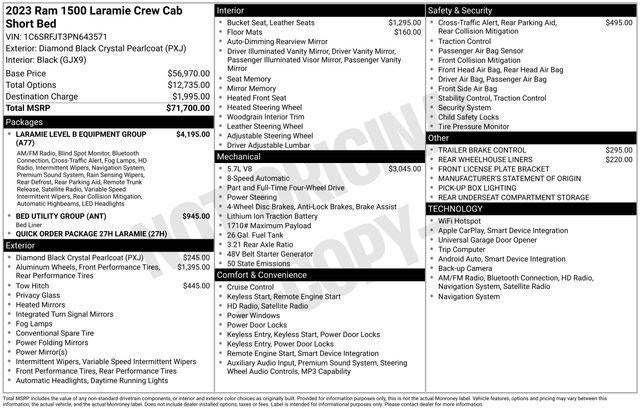 2023 RAM 1500 Laramie Crew Cab 4x4 5'7" Box