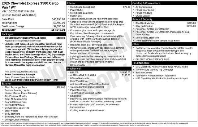 2026 Chevrolet Express Cargo Base