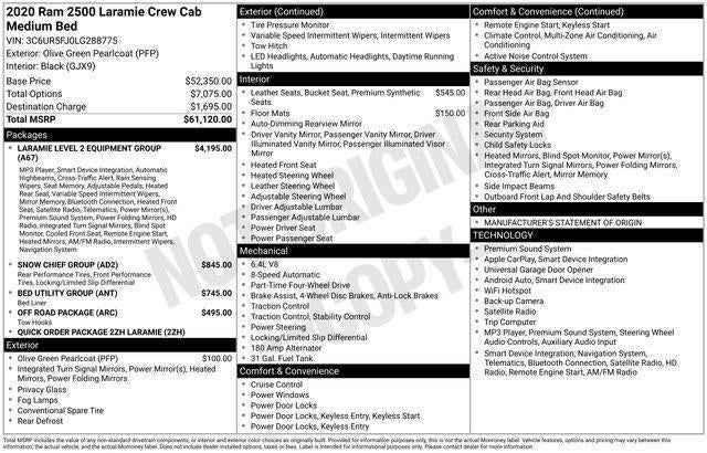 2020 RAM 2500 Laramie Crew Cab 4x4 6'4" Box
