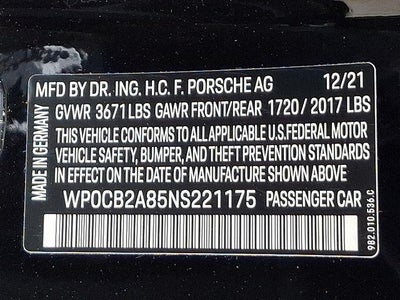 2022 Porsche 718 Boxster S