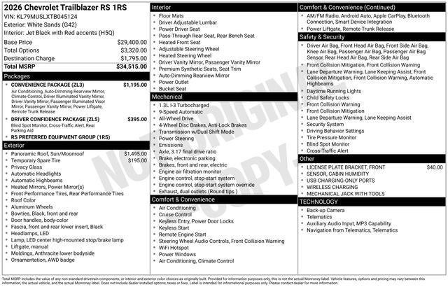 2026 Chevrolet Trailblazer RS