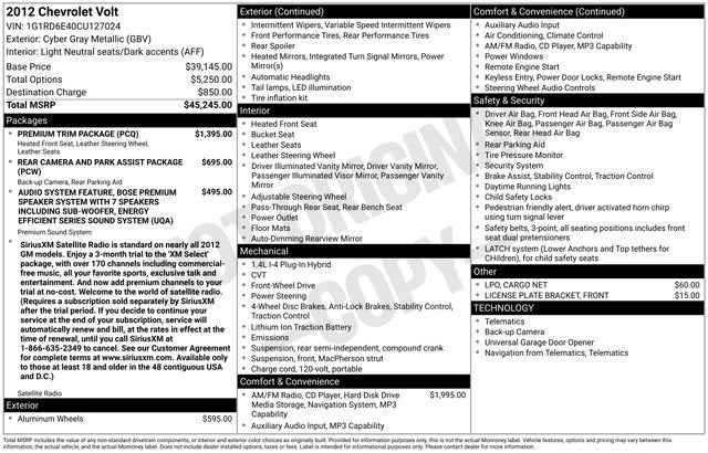 2012 Chevrolet Volt 5dr HB