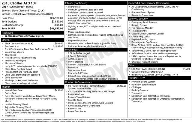 2013 Cadillac ATS Standard