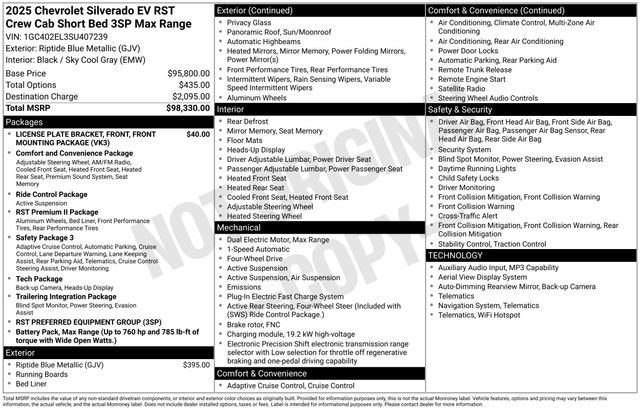 2025 Chevrolet Silverado EV RST - Max Range