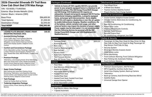 2026 Chevrolet Silverado EV Trail Boss - Max Range