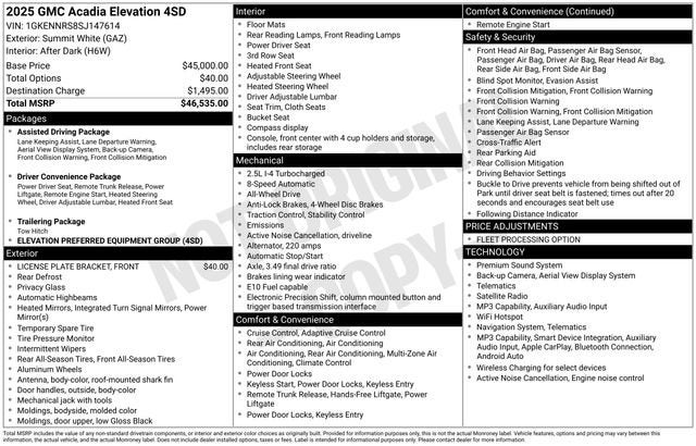 2025 GMC Acadia Elevation