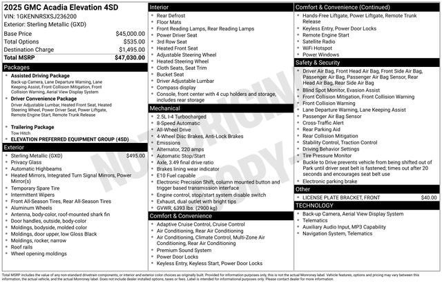 2025 GMC Acadia Elevation