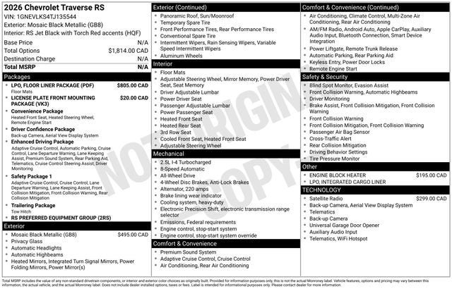 2026 Chevrolet Traverse RS