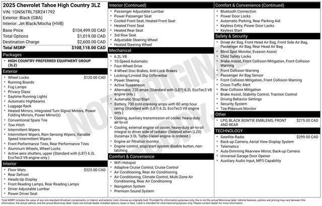 2025 Chevrolet Tahoe High Country