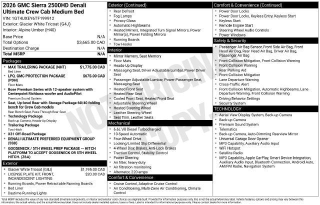 2026 GMC Sierra 2500 HD Denali Ultimate