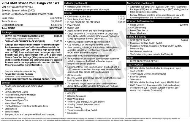 2024 GMC Savana Cargo 2500 Work Van