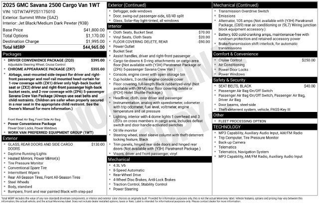 2025 GMC Savana Cargo Work Van