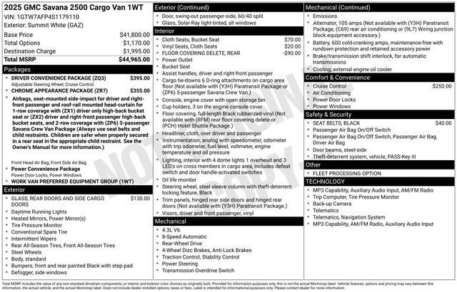 2025 GMC Savana Cargo Work Van