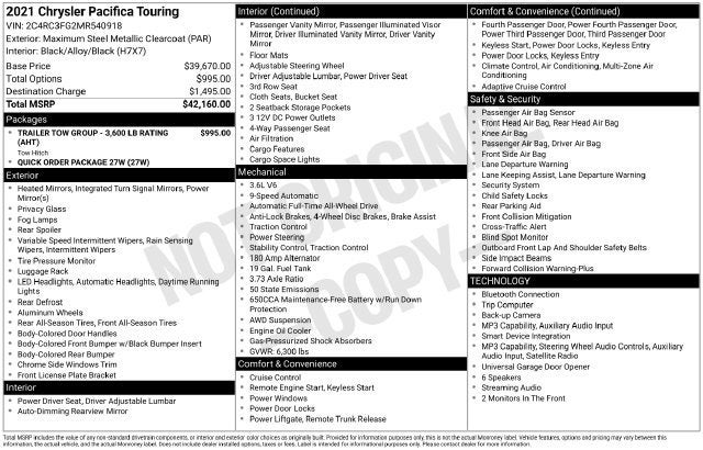 2021 Chrysler Pacifica Touring AWD