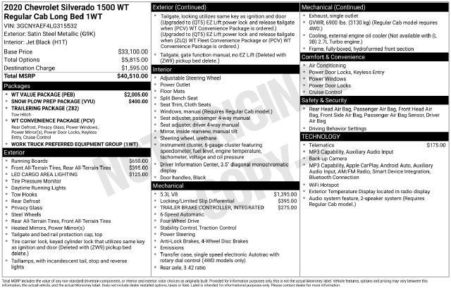 2020 Chevrolet Silverado 1500 Work Truck