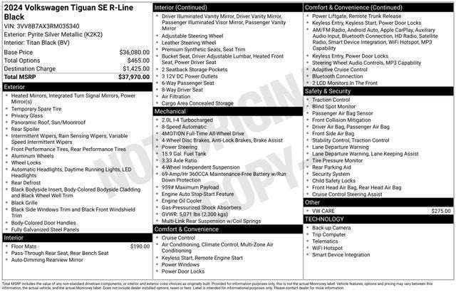2024 Volkswagen Tiguan 2.0T SE R-Line Black