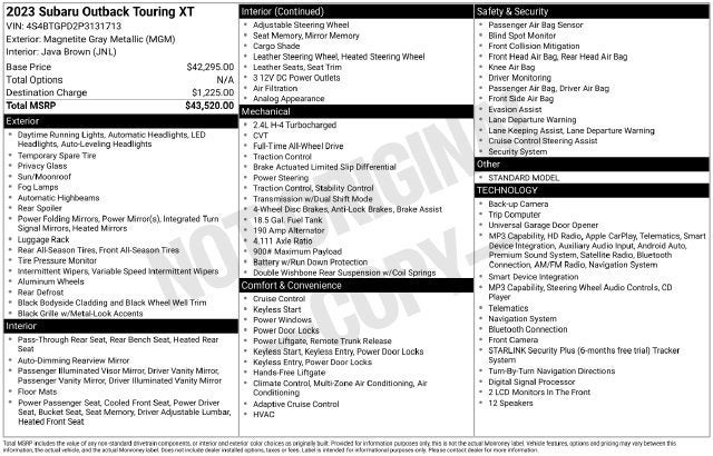 2023 Subaru Outback Touring XT
