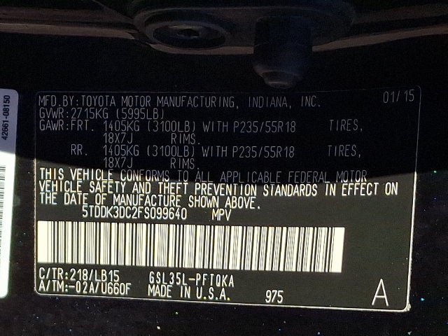 2015 Toyota Sienna Limited Premium 7 Passenger