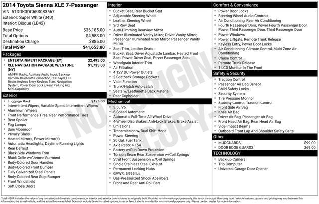2014 Toyota Sienna XLE 7 Passenger