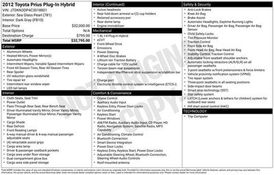 2012 Toyota Prius Plug-In BASE 4 DOOR SEDAN 1.8L 4 CYL HYBRID