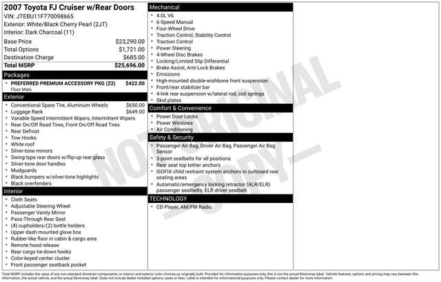 2007 Toyota FJ Cruiser 4WD 4dr Manual (Natl)