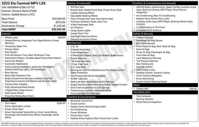 2022 Kia Carnival LXS