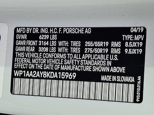 2019 Porsche Cayenne BASE 4 DOOR SUV 3.0L V6