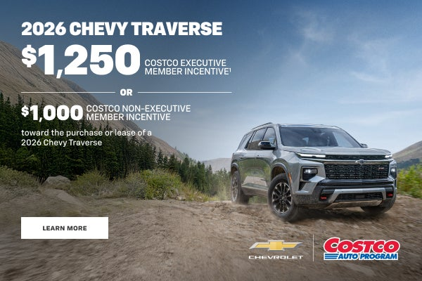 2026 Chevy Traverse. $1,250 COSTCO EXECUTIVE MEMBER INCENTIV